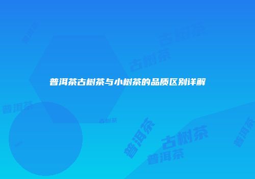 普洱茶古树茶与小树茶的品质区别详解