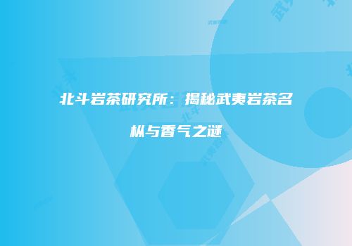 北斗岩茶研究所：揭秘武夷岩茶名枞与香气之谜