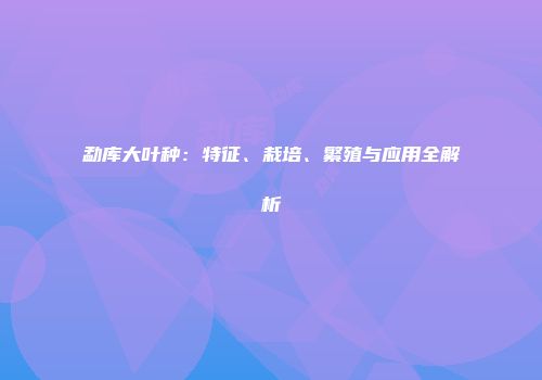 勐库大叶种：特征、栽培、繁殖与应用全解析