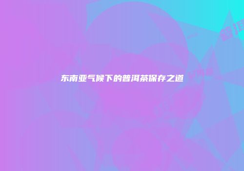东南亚气候下的普洱茶保存之道