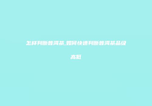 怎样判断普洱茶,如何快速判断普洱茶品级高低