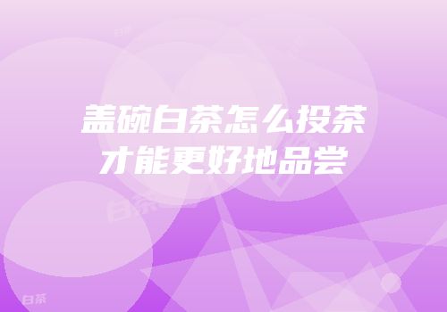 盖碗白茶怎么投茶才能更好地品尝