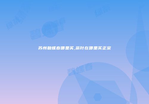 苏州碧螺春哪里买,茶叶在哪里买正宗