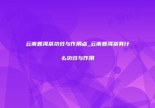 云南普洱茶功效与作用点_云南普洱茶有什么功效与作用