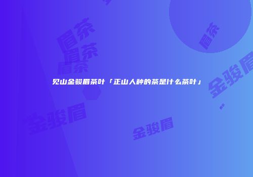 见山金骏眉茶叶「正山人种的茶是什么茶叶」