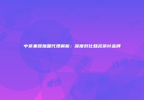 中茶集团加盟代理解析：深度对比知名茶叶品牌
