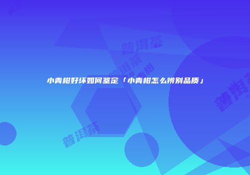 小青柑好坏如何鉴定「小青柑怎么辨别品质」