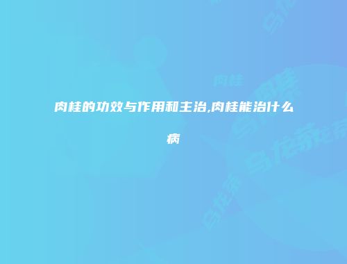 肉桂的功效与作用和主治,肉桂能治什么病