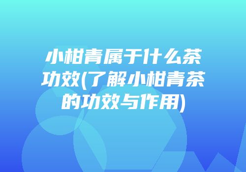 小柑青属于什么茶功效(了解小柑青茶的功效与作用)