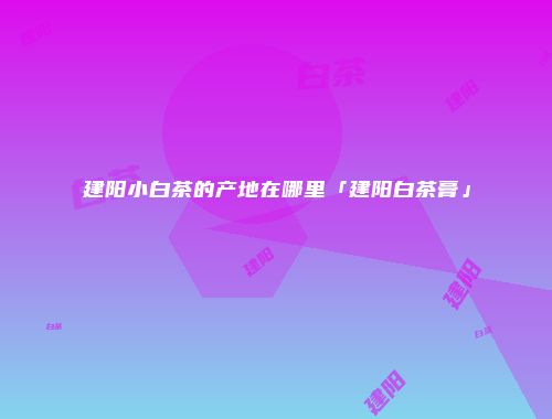 建阳小白茶的产地在哪里「建阳白茶膏」