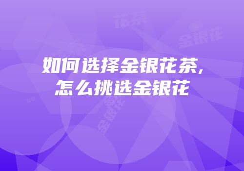 如何选择金银花茶,怎么挑选金银花