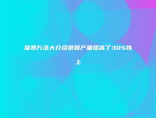灌溉方法大介绍茶园产量提高了30%以上
