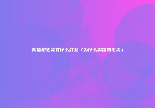 喝信阳毛尖有什么好处「为什么喝信阳毛尖」