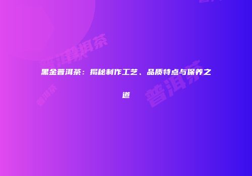 黑金普洱茶：揭秘制作工艺、品质特点与保养之道