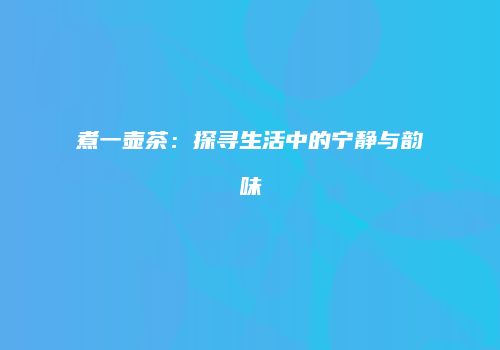 煮一壶茶：探寻生活中的宁静与韵味