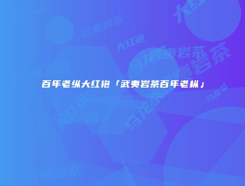 百年老纵大红袍「武夷岩茶百年老枞」