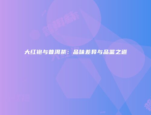 大红袍与普洱茶：品味差异与品鉴之道