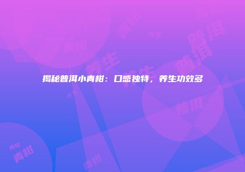 揭秘普洱小青柑：口感独特，养生功效多