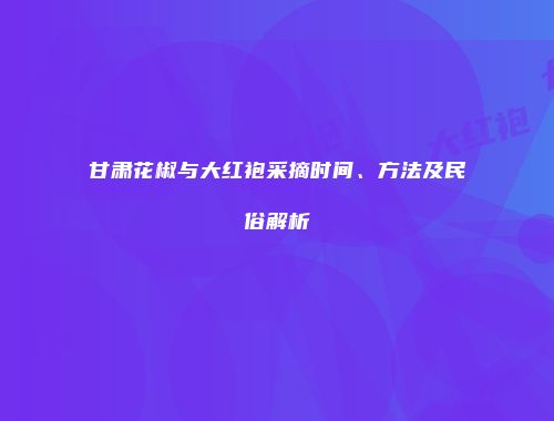 甘肃花椒与大红袍采摘时间、方法及民俗解析