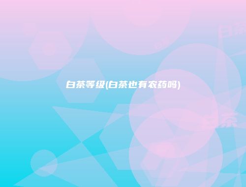白茶等级(白茶也有农药吗)