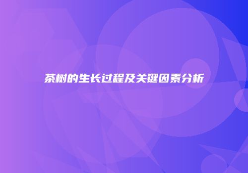 茶树的生长过程及关键因素分析