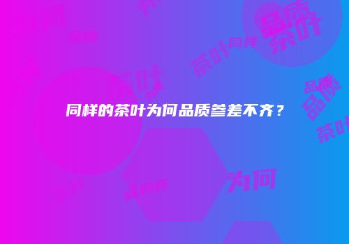 同样的茶叶为何品质参差不齐？