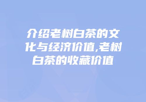 介绍老树白茶的文化与经济价值,老树白茶的收藏价值