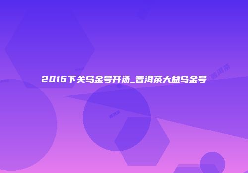2016下关乌金号开汤_普洱茶大益乌金号