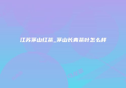 江苏茅山红茶_茅山长青茶叶怎么样