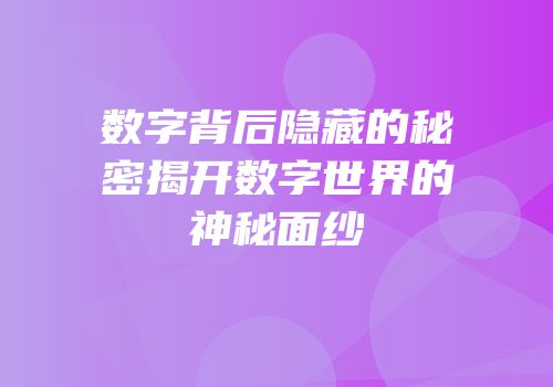 数字背后隐藏的秘密揭开数字世界的神秘面纱