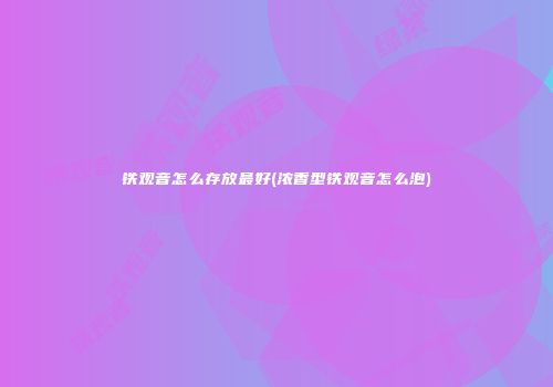铁观音怎么存放最好(浓香型铁观音怎么泡)