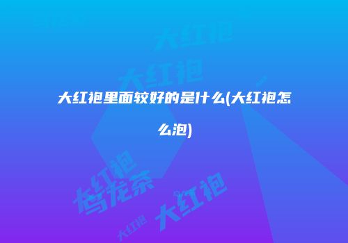 大红袍里面较好的是什么(大红袍怎么泡)