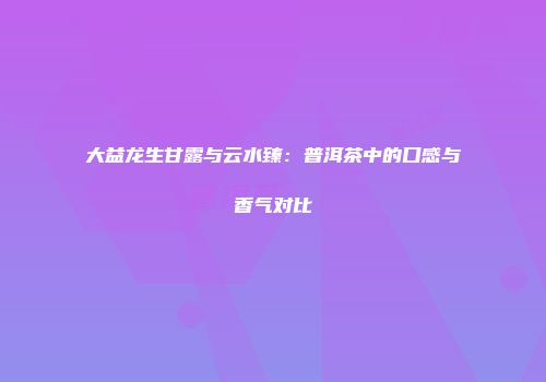大益龙生甘露与云水臻：普洱茶中的口感与香气对比