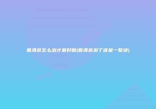 普洱茶怎么泡才最好喝(普洱茶泡了还是一整块)