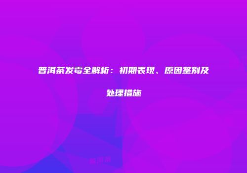 普洱茶发霉全解析：初期表现、原因鉴别及处理措施
