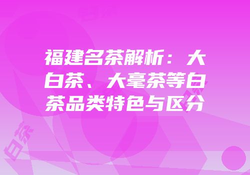 福建名茶解析：大白茶、大毫茶等白茶品类特色与区分