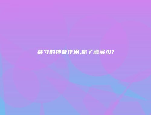 茶勺的神奇作用,你了解多少?