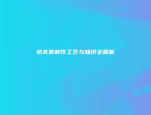 功夫茶制作工艺与知识全解析