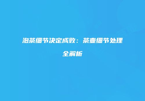 泡茶细节决定成败：茶壶细节处理全解析