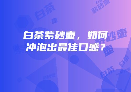 白茶紫砂壶，如何冲泡出最佳口感？