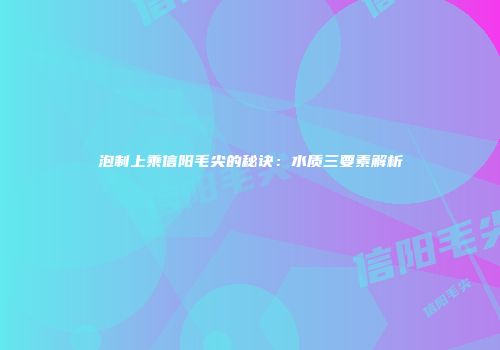 泡制上乘信阳毛尖的秘诀：水质三要素解析