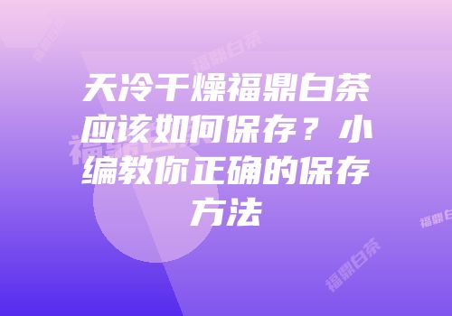 天冷干燥福鼎白茶应该如何保存？小编教你正确的保存方法