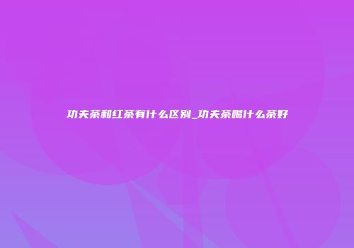 功夫茶和红茶有什么区别_功夫茶喝什么茶好