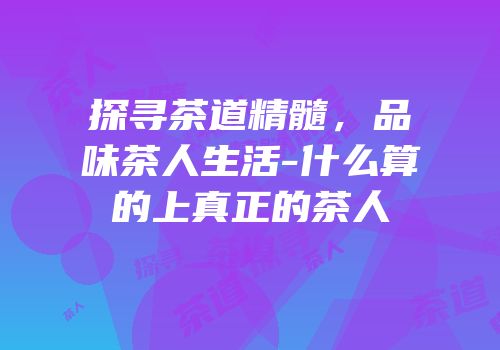 探寻茶道精髓，品味茶人生活-什么算的上真正的茶人
