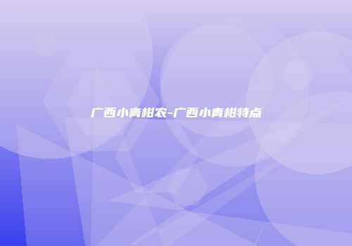 广西小青柑农-广西小青柑特点