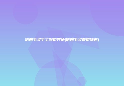 信阳毛尖手工制茶方法(信阳毛尖春茶味道)