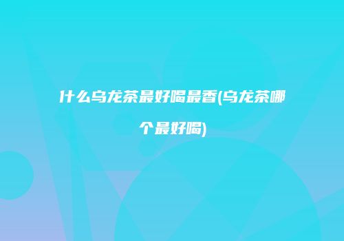 什么乌龙茶最好喝最香(乌龙茶哪个最好喝)