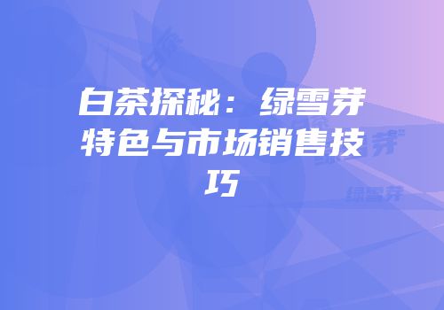 白茶探秘：绿雪芽特色与市场销售技巧