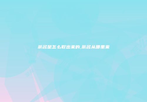 茶名是怎么取出来的,茶名从哪里来