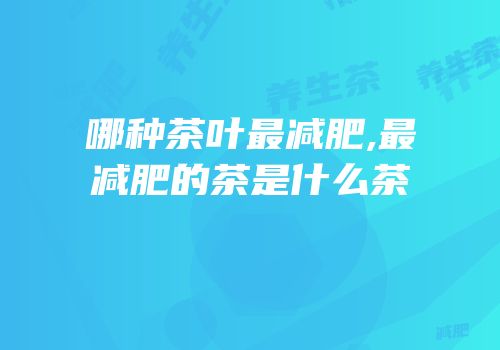 哪种茶叶最减肥,最减肥的茶是什么茶